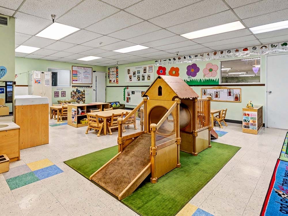 indoor playground structure in a classroom