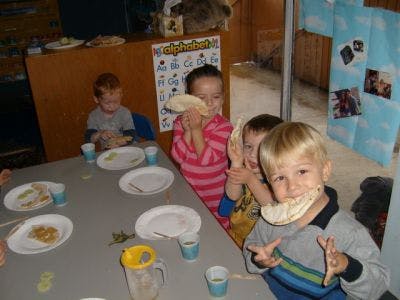 Children eating at a table