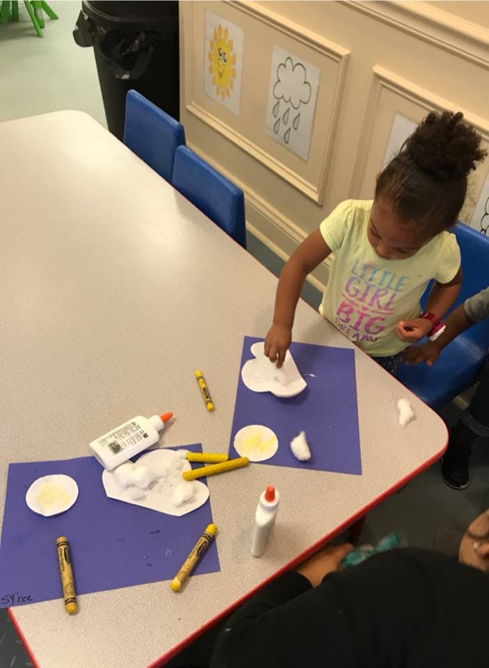 Child doing an art project at a table