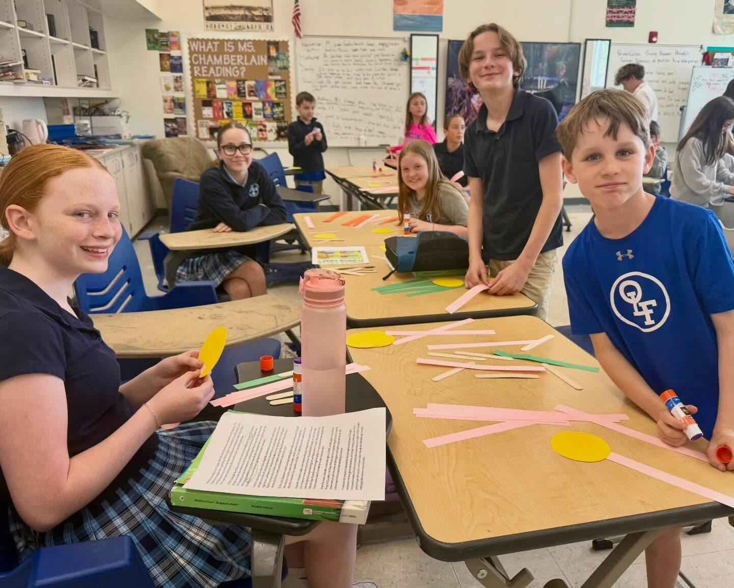 Children doing a craft activity at school