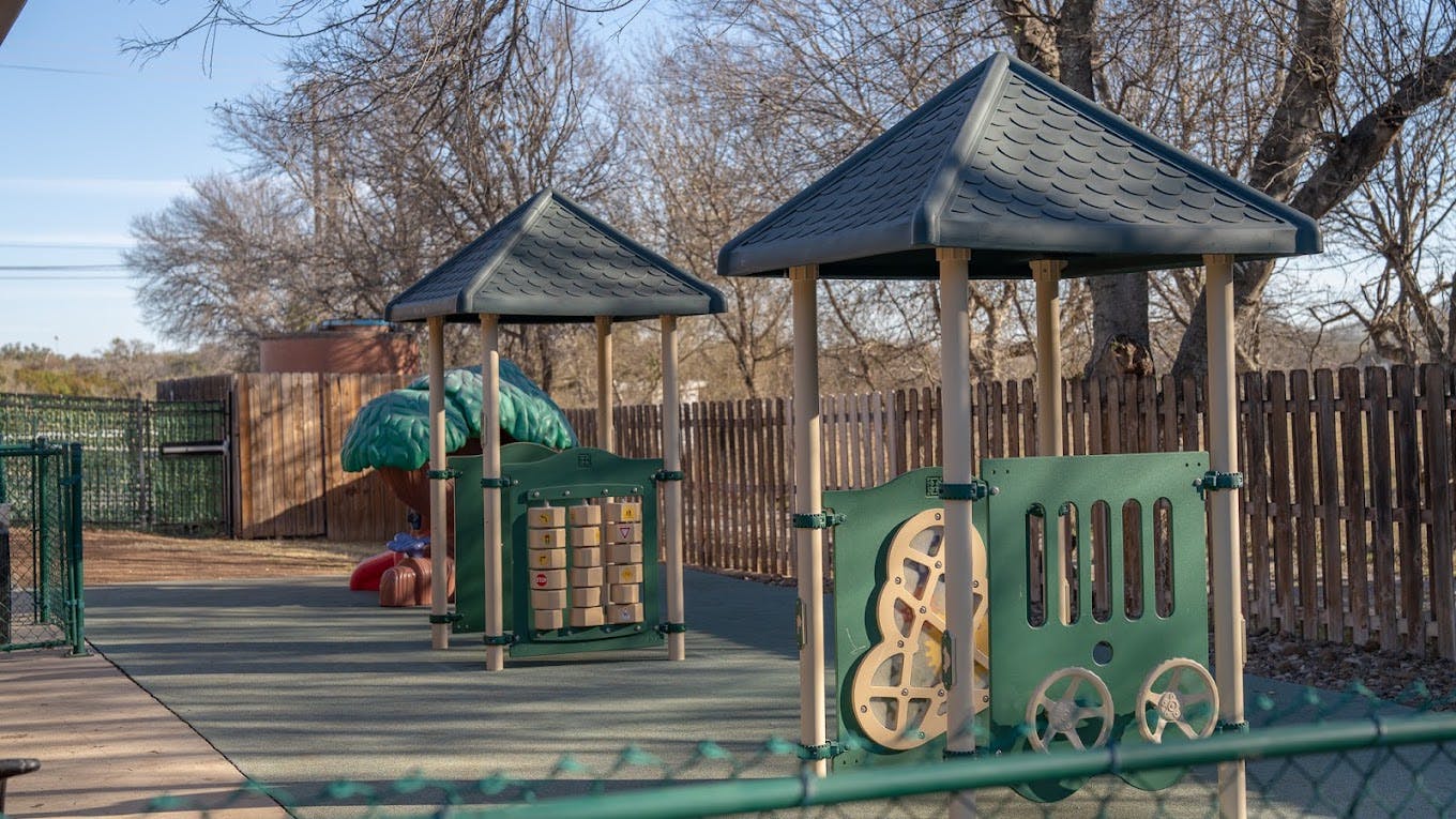 Playground equipment for children on a rubber surface