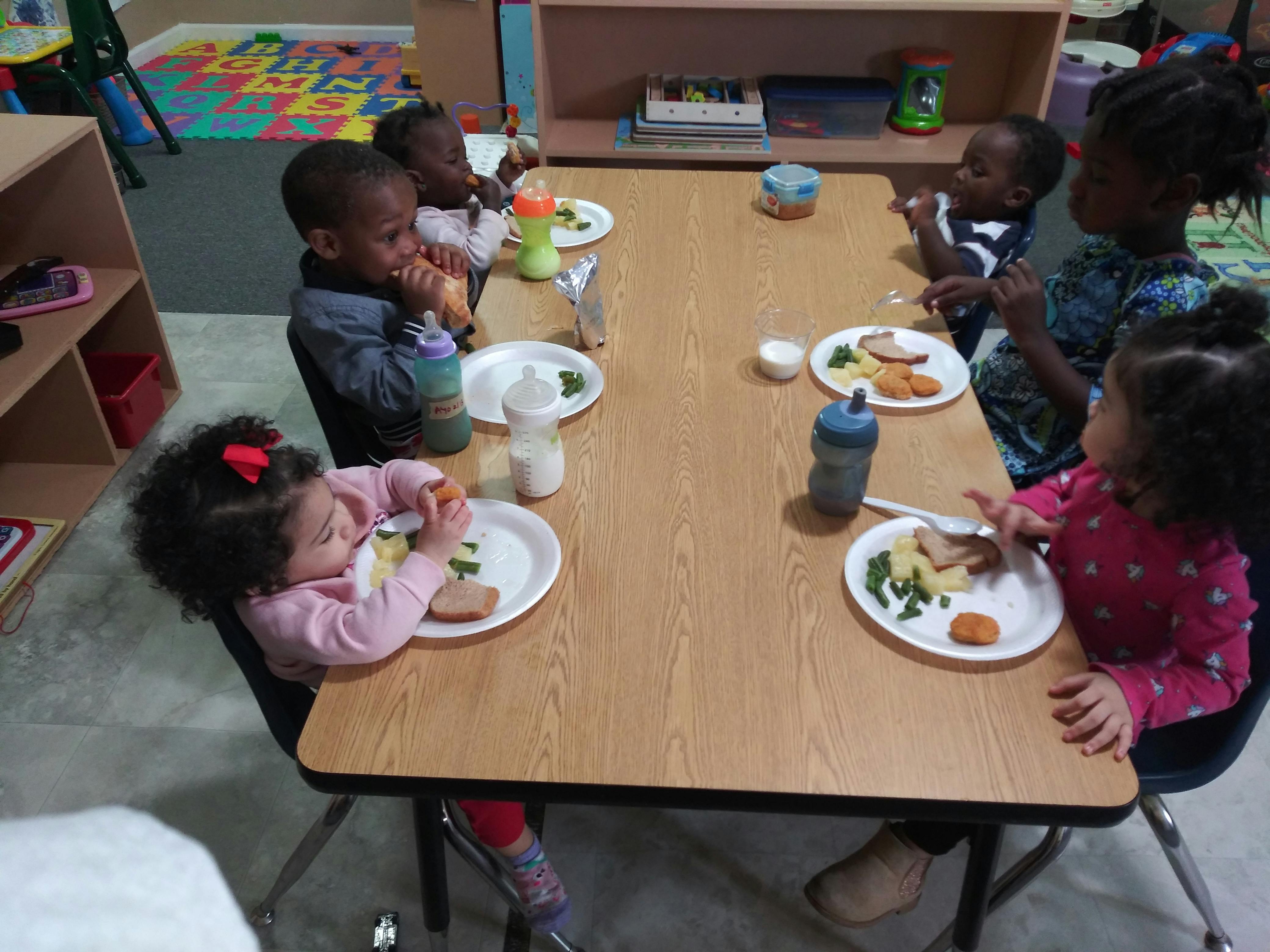 Children eating at a table
