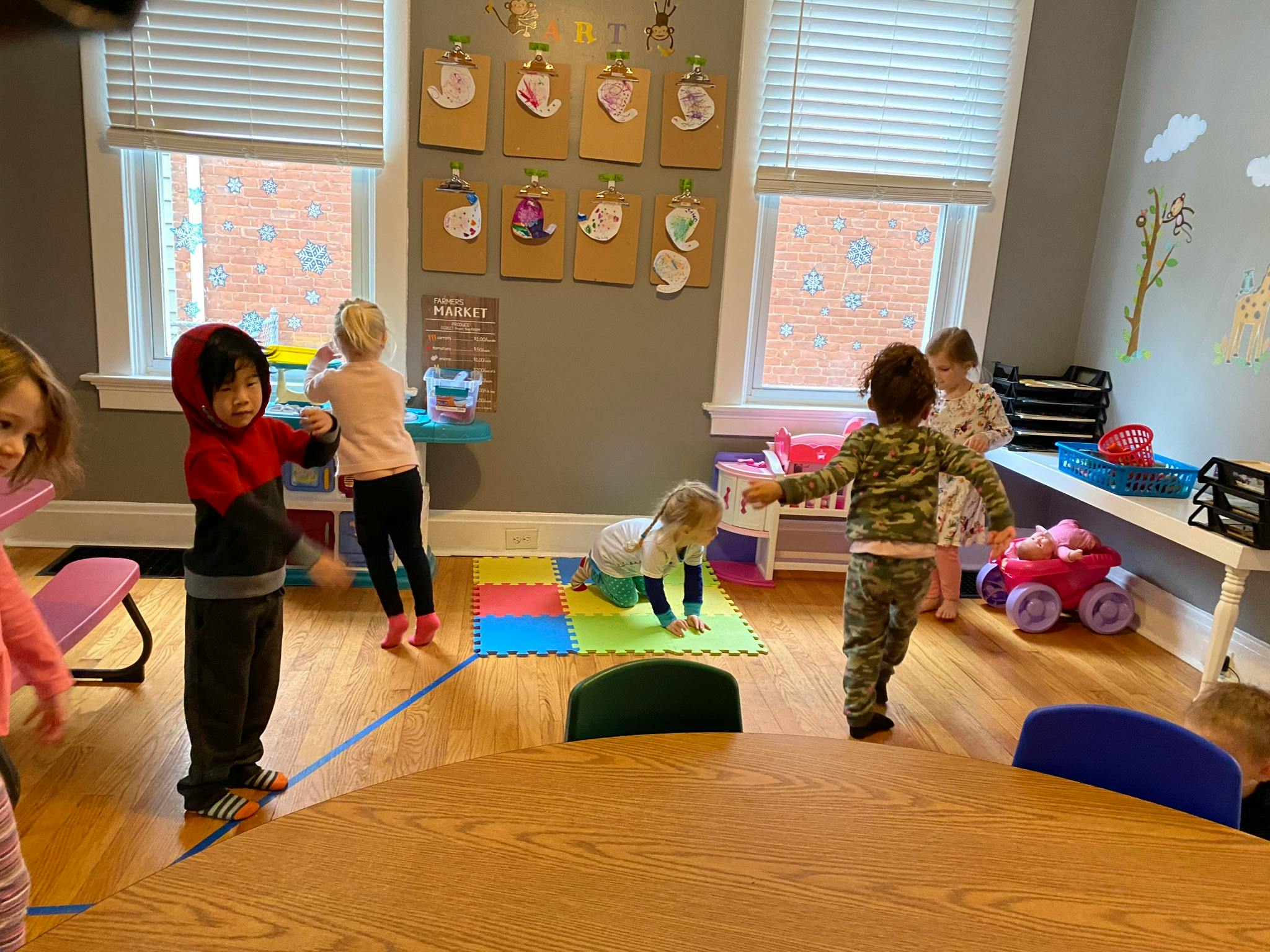 Children playing in a classroom