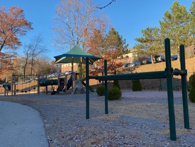 Empty playground with tunnels and climbing structures