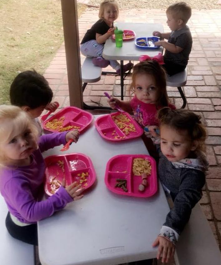 Children eating at a table