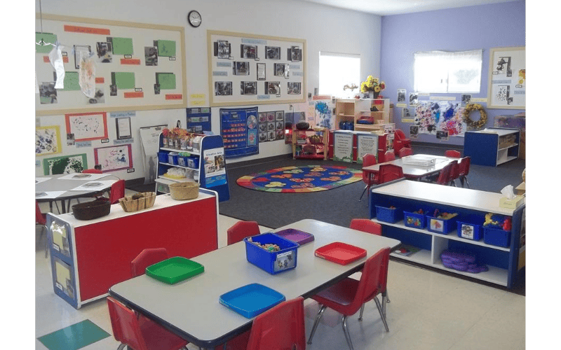 An empty early childhood education classroom