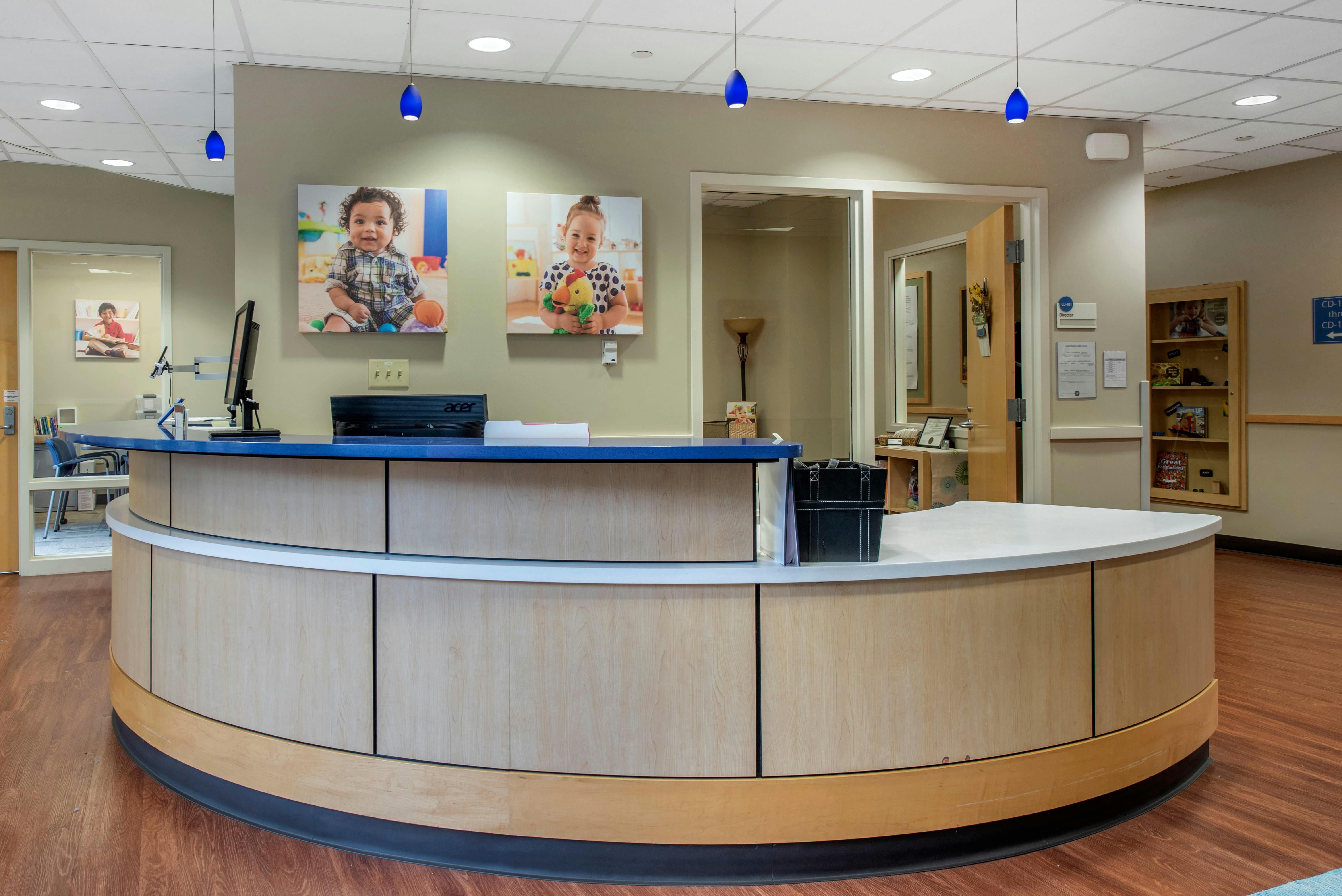 Reception desk in a waiting area