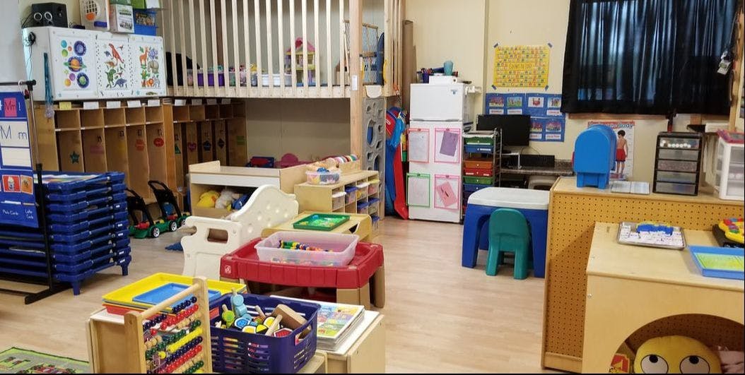 Playroom with various toys and furniture