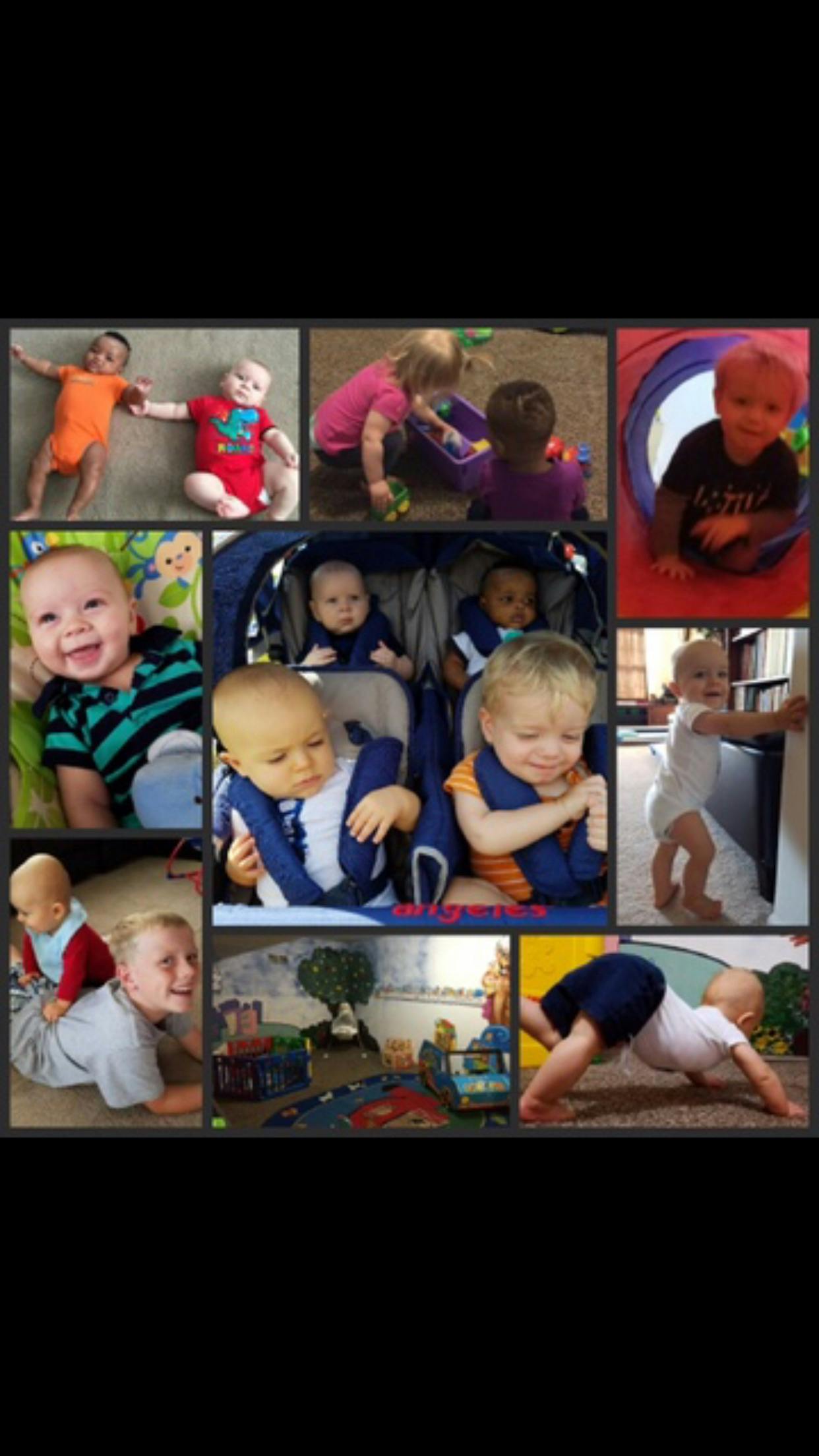 Collage of multiple babies and children playing