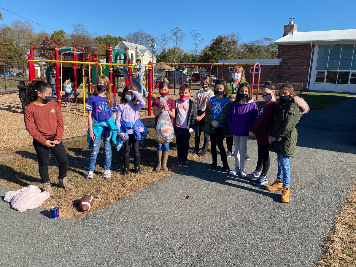 Group of children standing on a playground