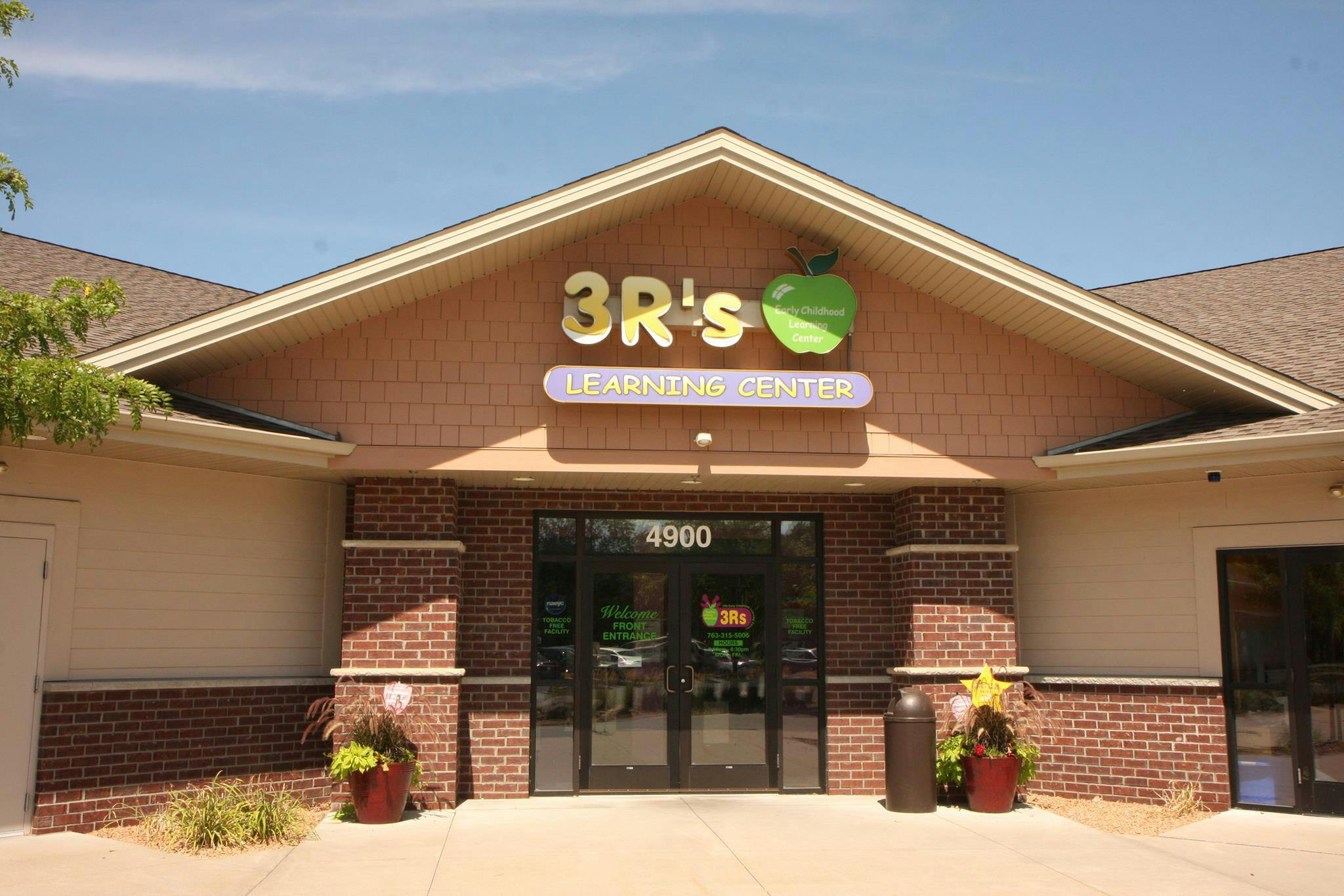 Building exterior with "3R's Learning Center" sign above entrance