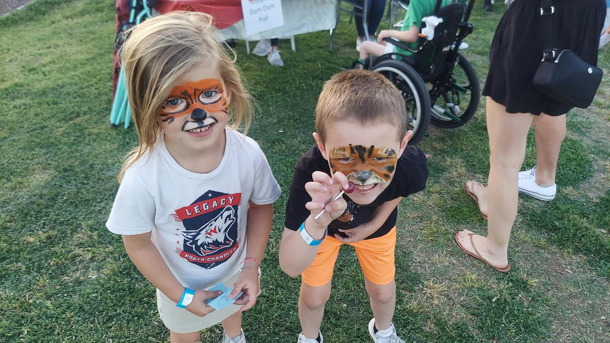Two children with painted faces