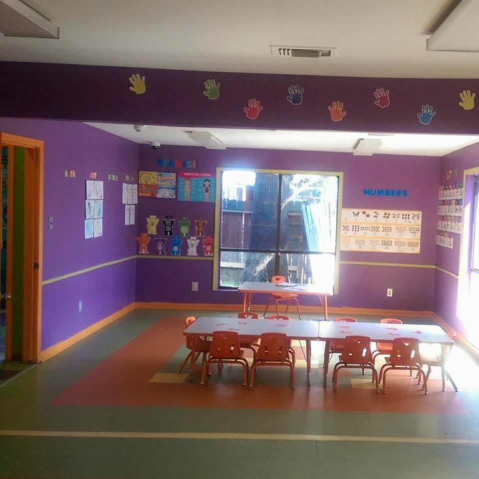 Classroom with small tables and chairs