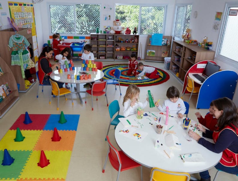 Children and adults in a classroom