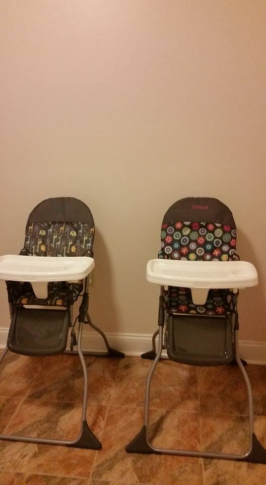 Two high chairs with trays