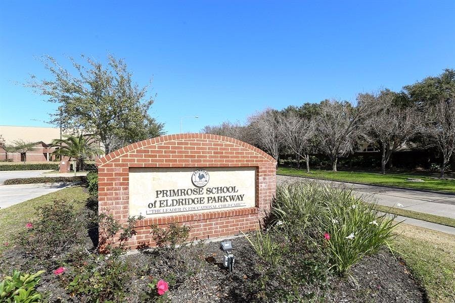 Brick sign for Primrose School of Eldridge Parkway