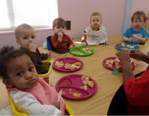 Children eating at a table