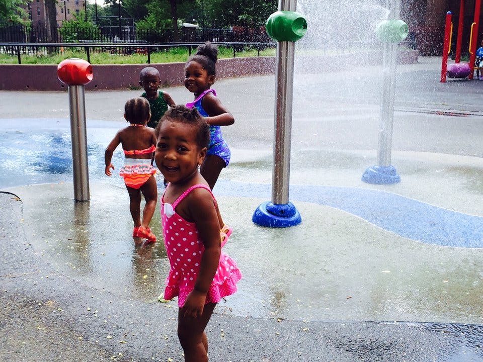 Children playing in a splash pad