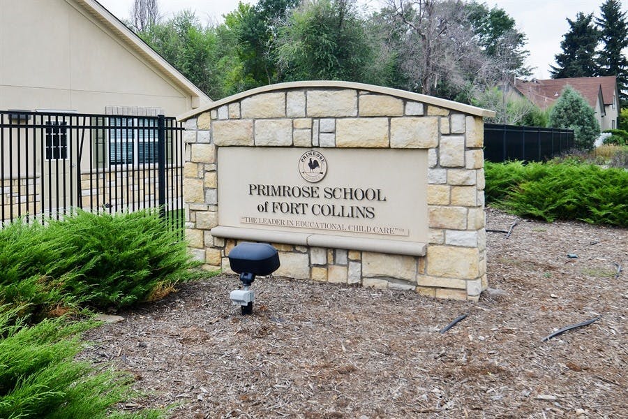 Stone sign for Primrose School of Fort Collins