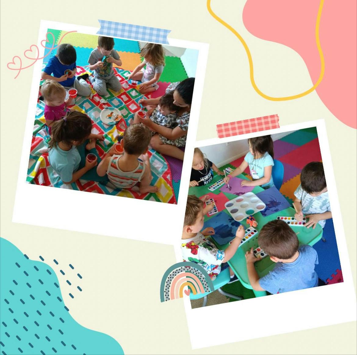 Children and adults engaged in various activities in a classroom setting