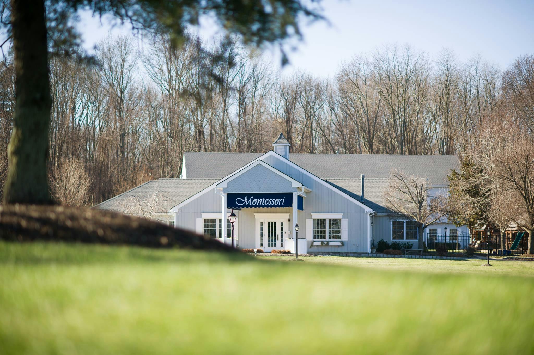 Building with "Montessori" sign over entrance