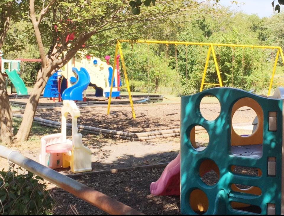 Playground with slides and swings