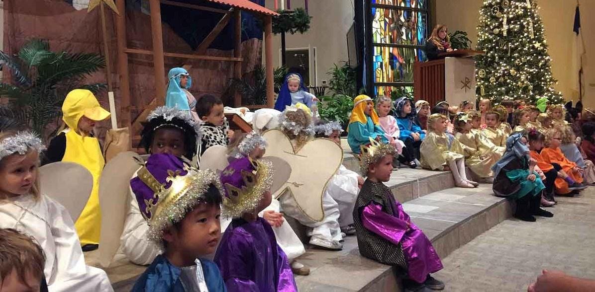 Children in costumes for a nativity play