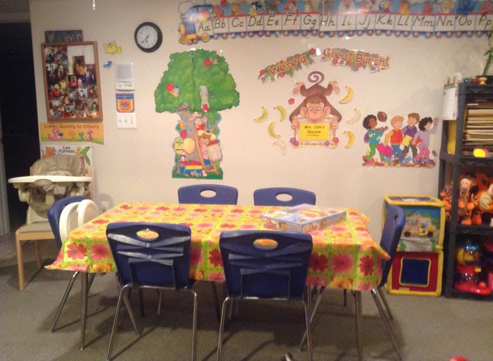Table with chairs in a classroom
