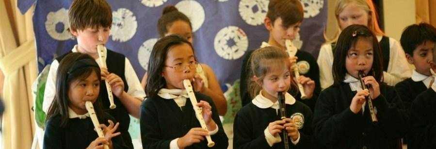 Children playing recorders