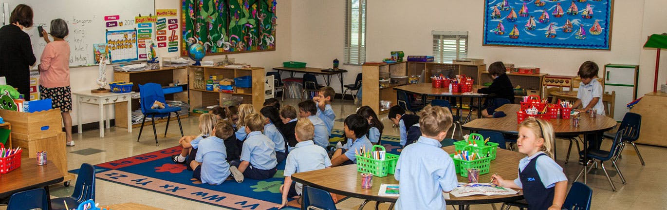 Children and adults in a classroom