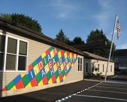 Building with a colorful mural that reads "Indiana Area Art School"