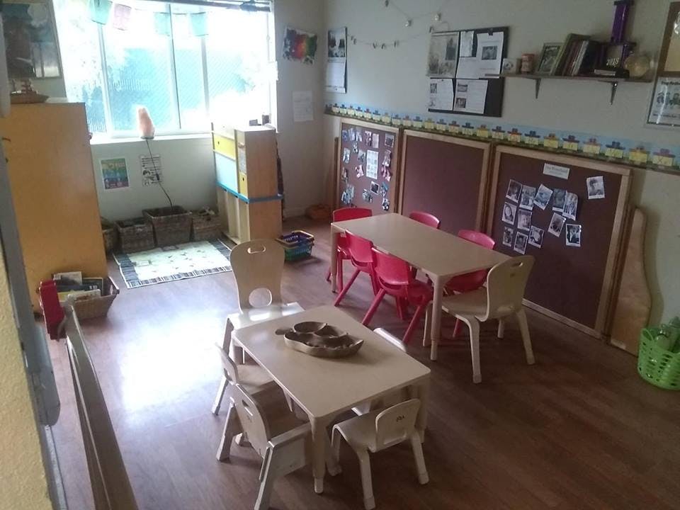Classroom with small tables and chairs
