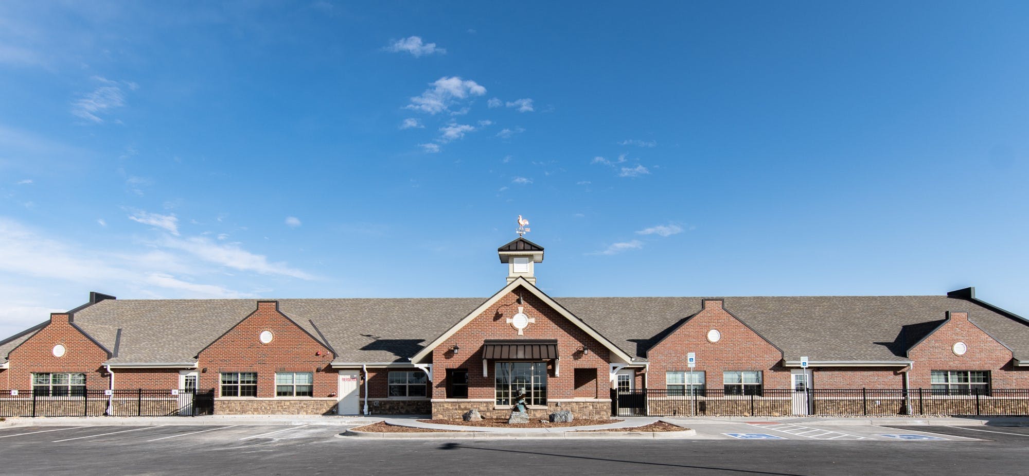 Brick building with a cupola on the roof