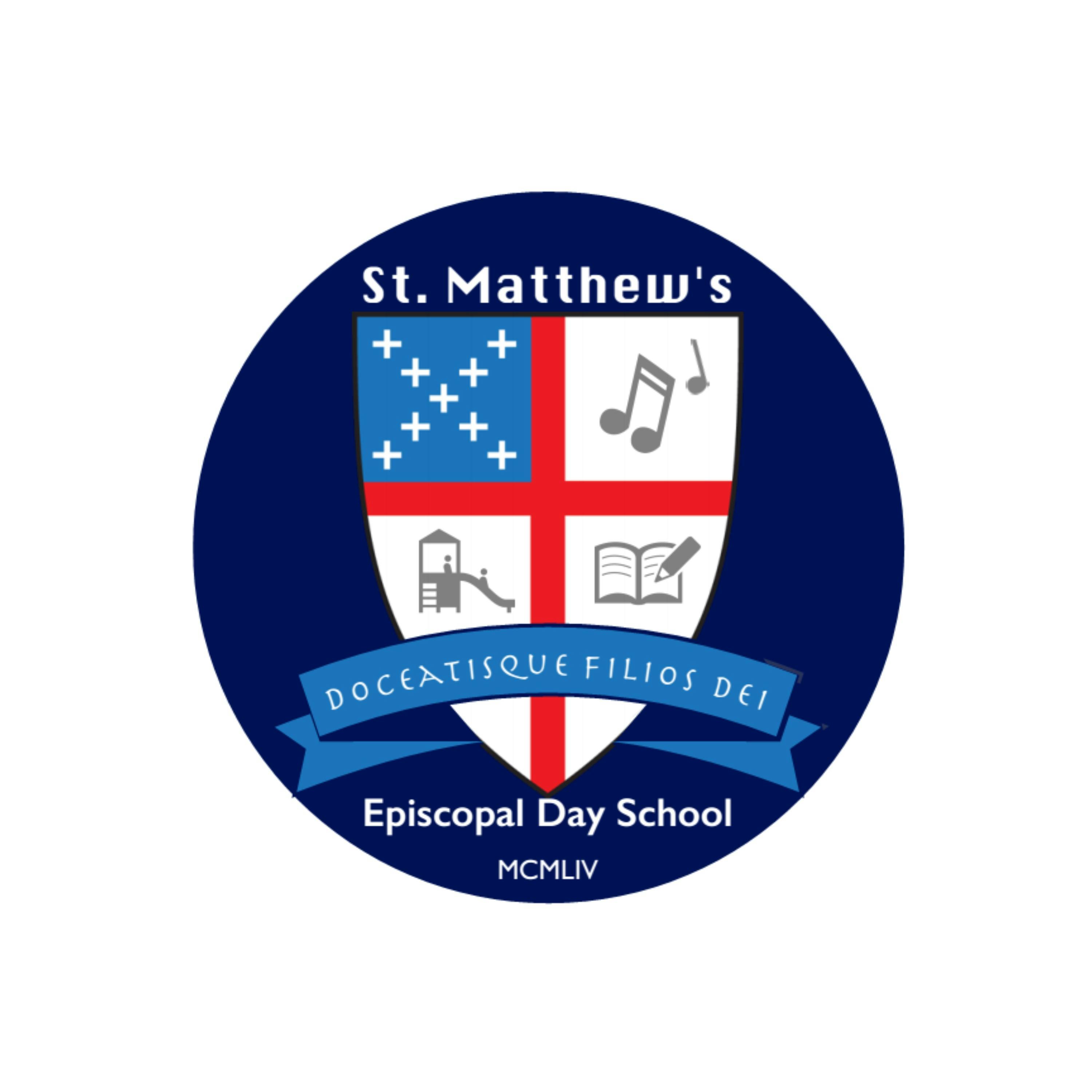 St. Matthew's Episcopal Day School logo with shield and text