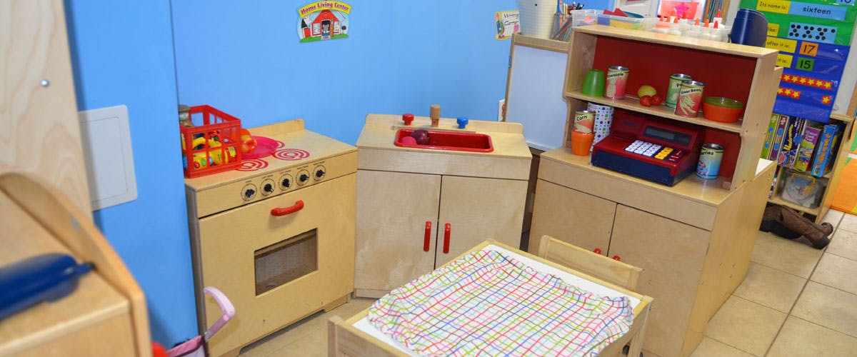 Play kitchen and store in a classroom