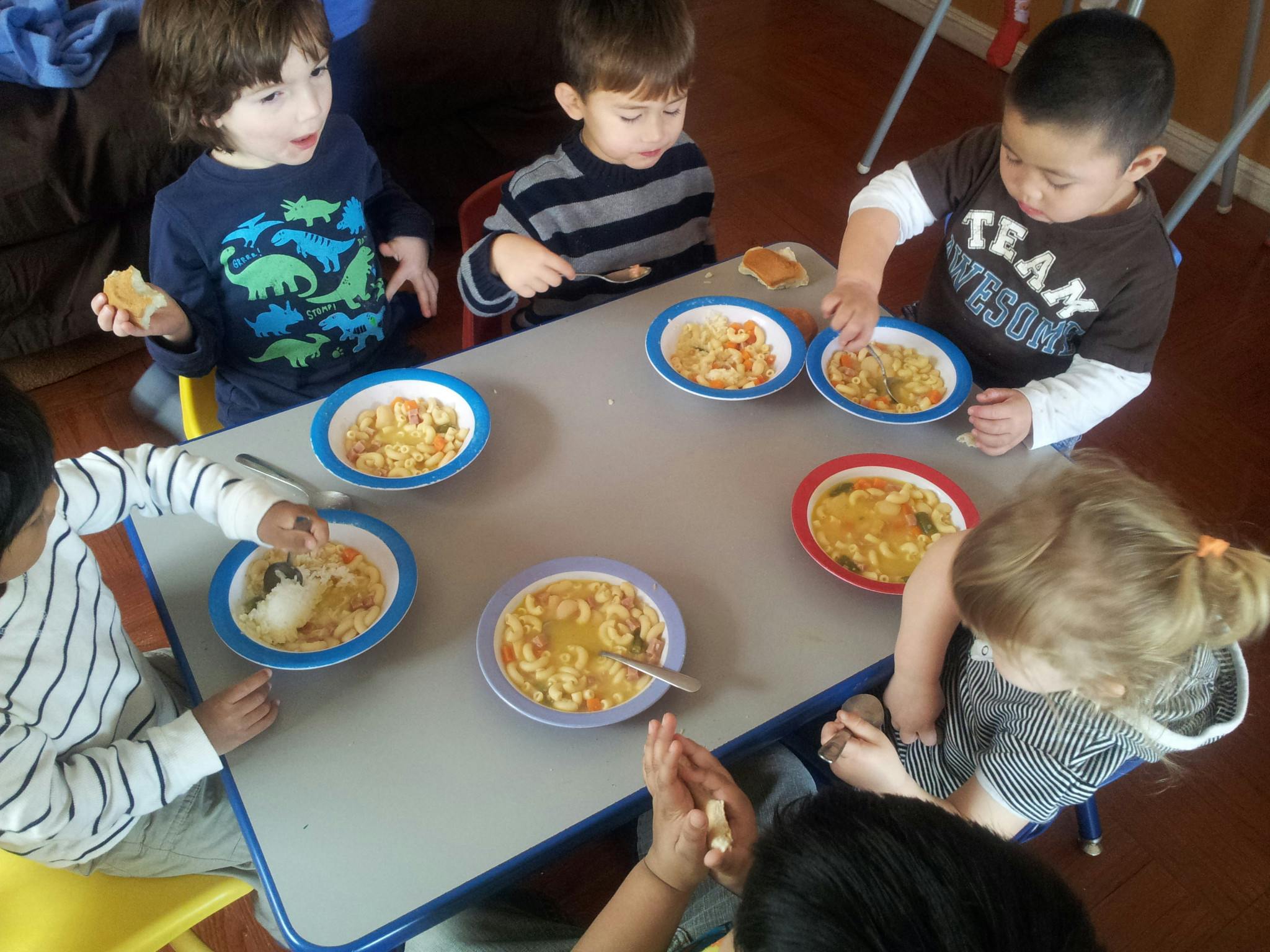 Children eating at a table