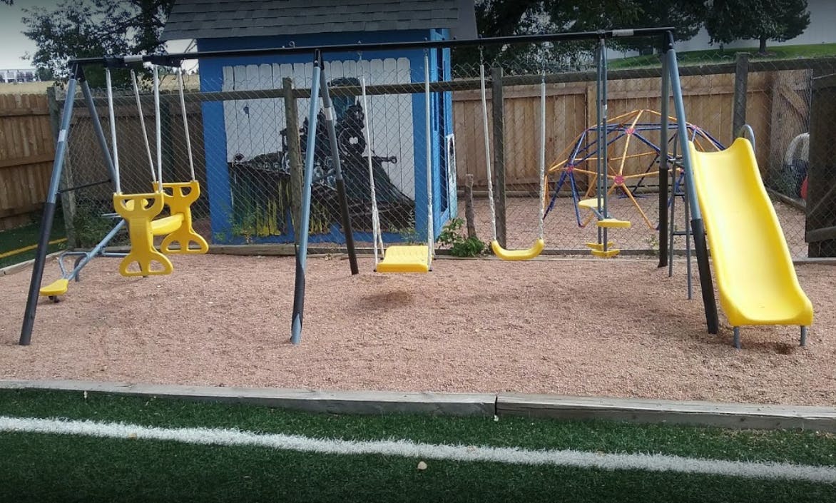 Playground with swings and a slide
