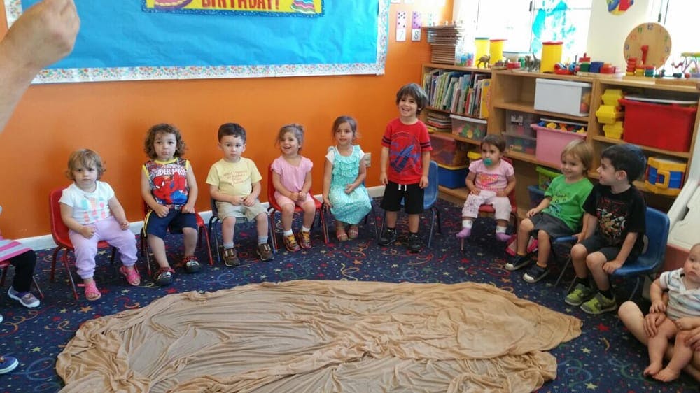 Children sitting in a circle in a classroom