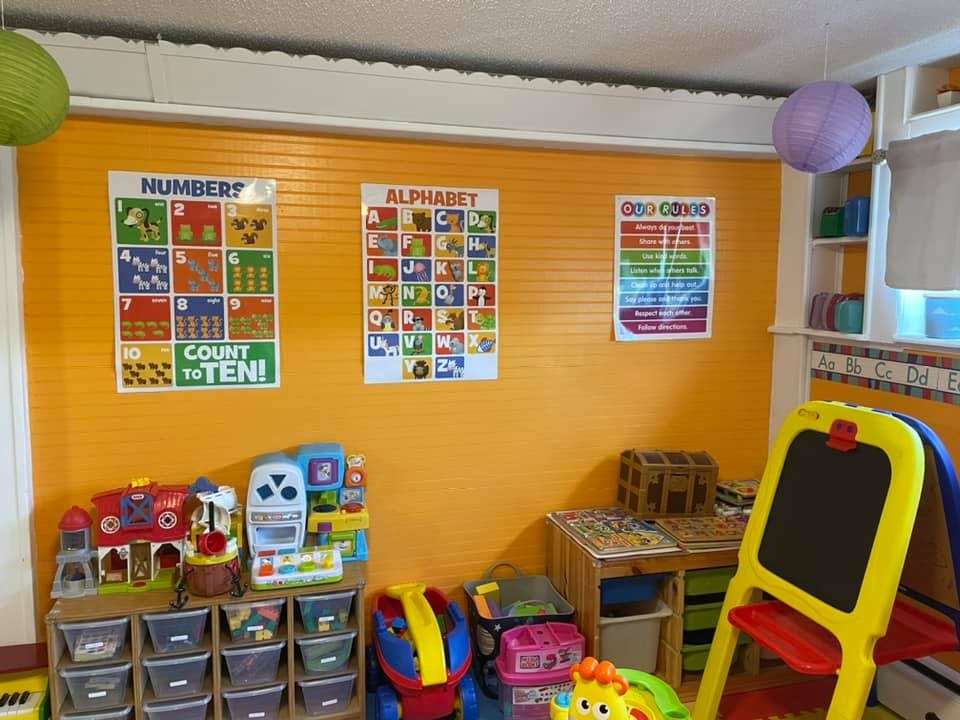 Classroom with educational posters and toys