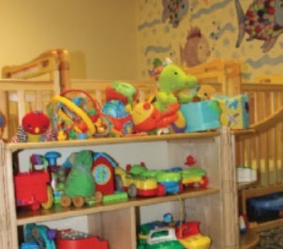 Shelves filled with various colorful toys and plastic children's toys