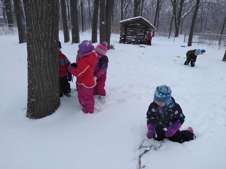 Children playing in the snow