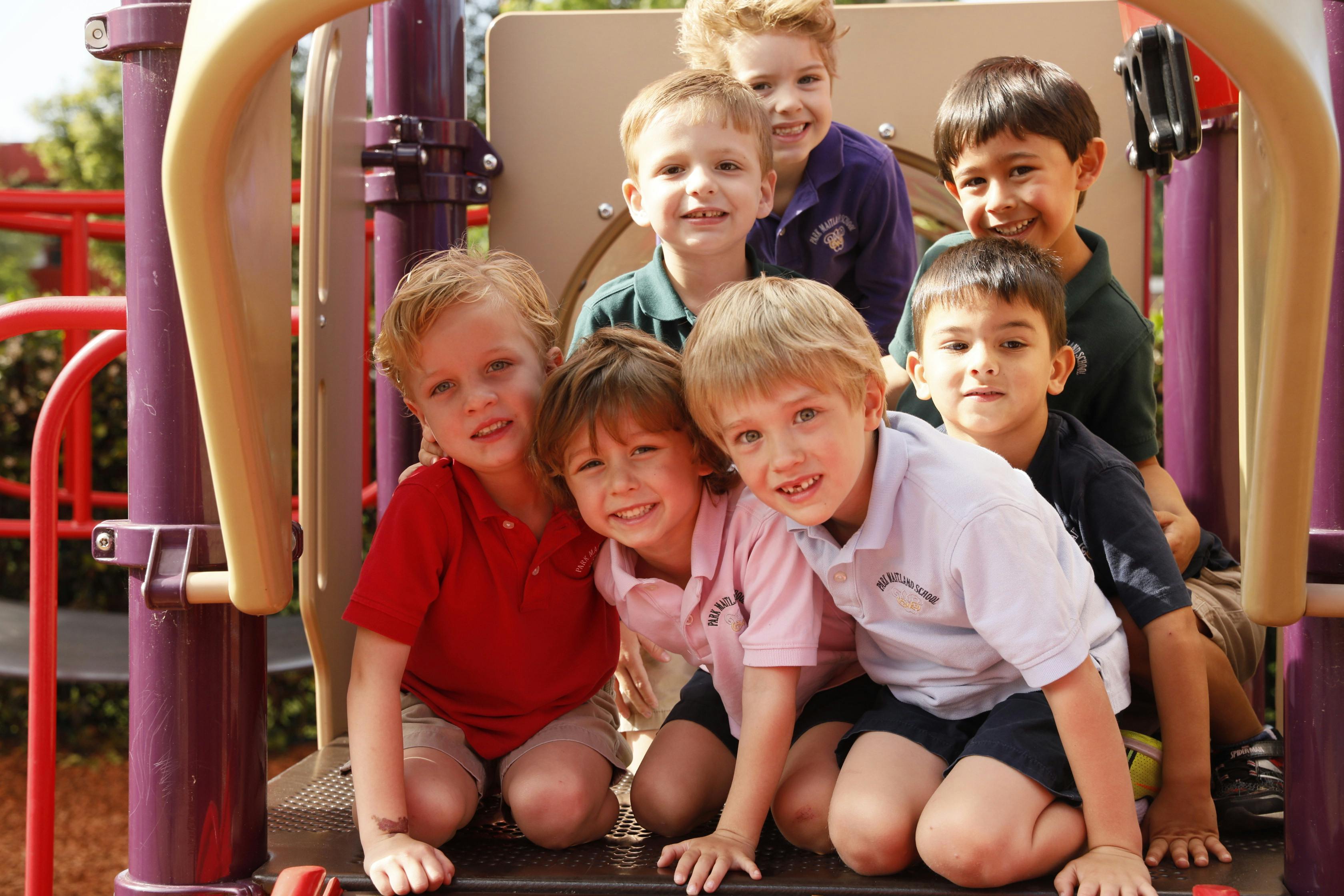 Group of children on a playground structure