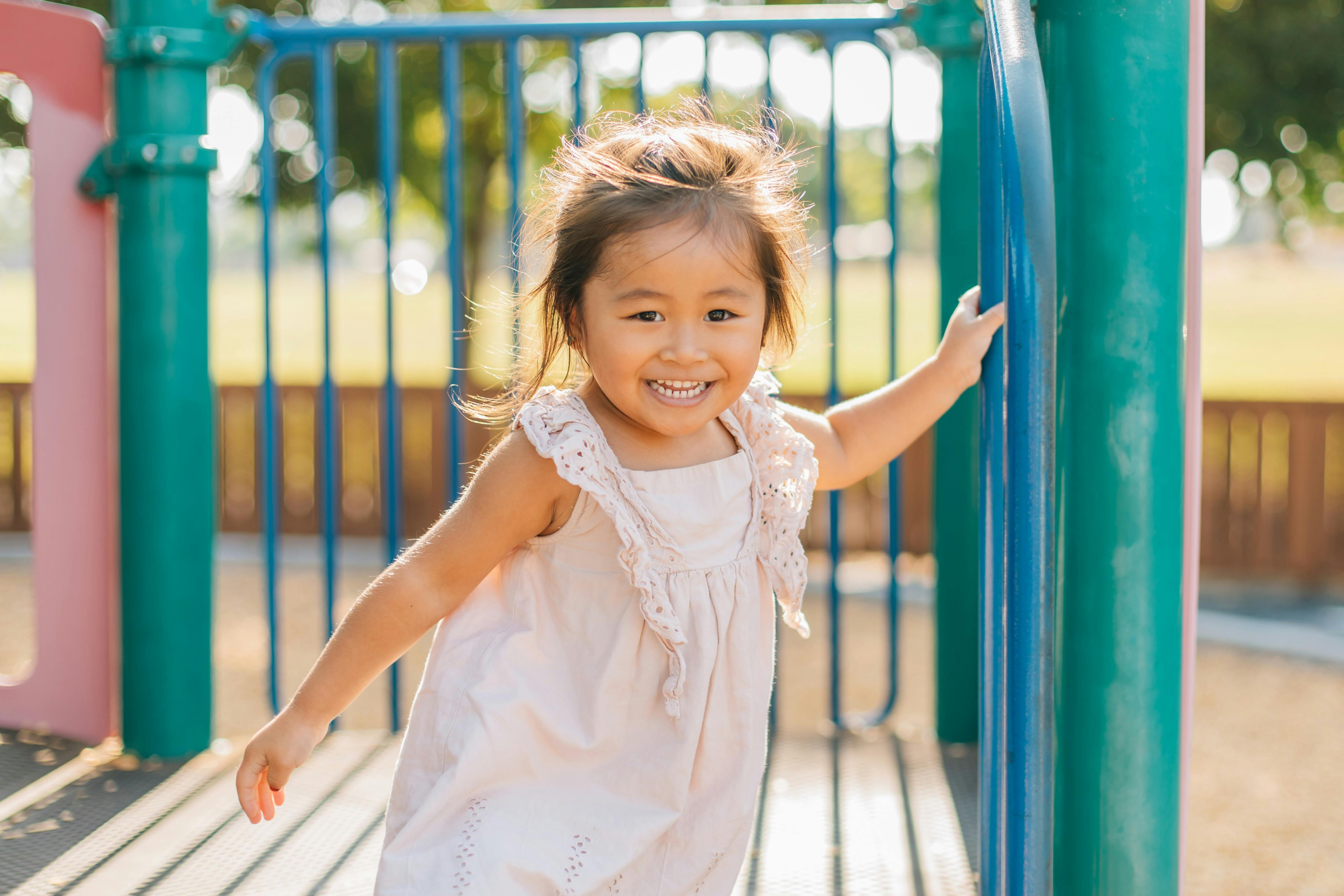 Child on a playground structure