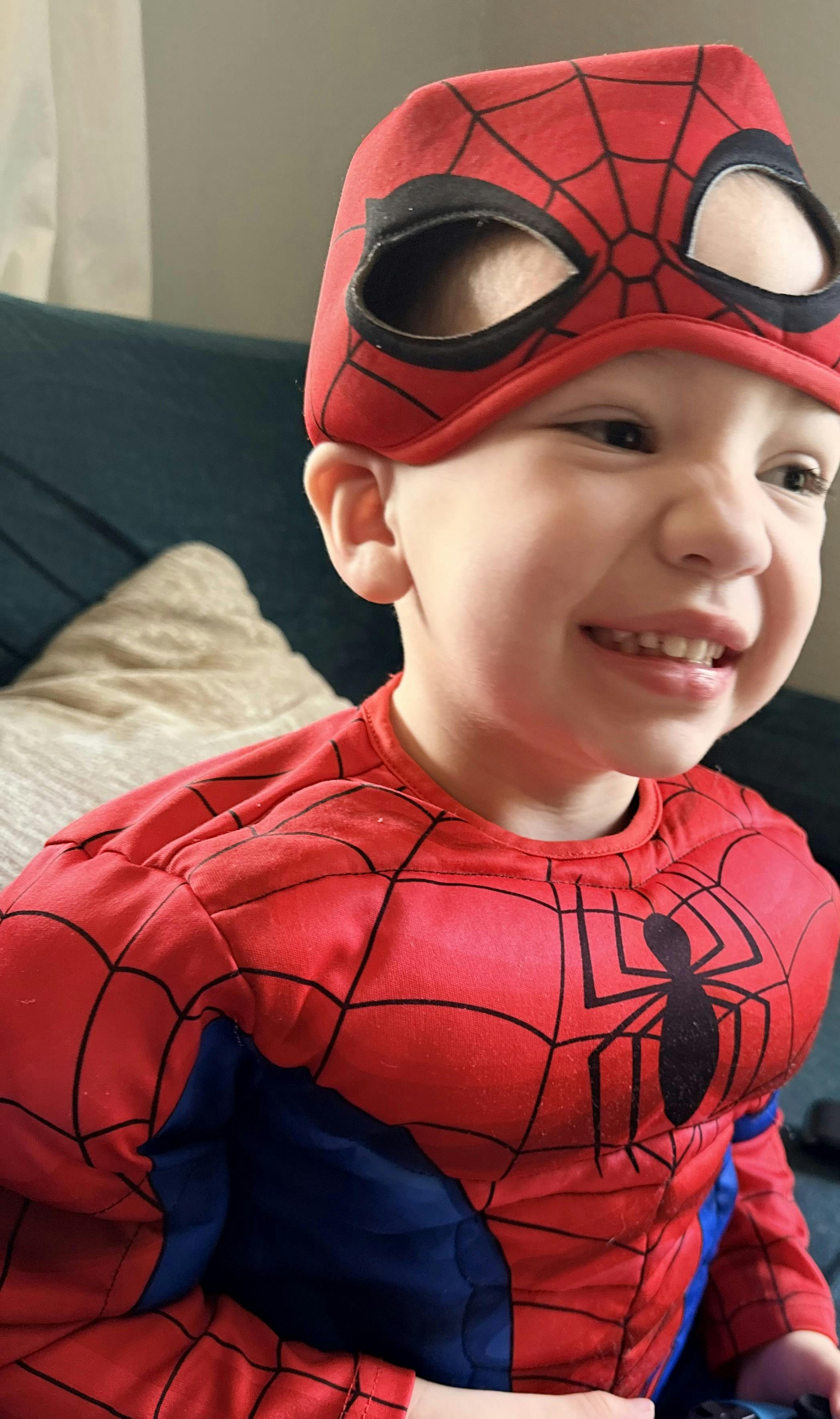 Child dressed in a Spider-Man costume