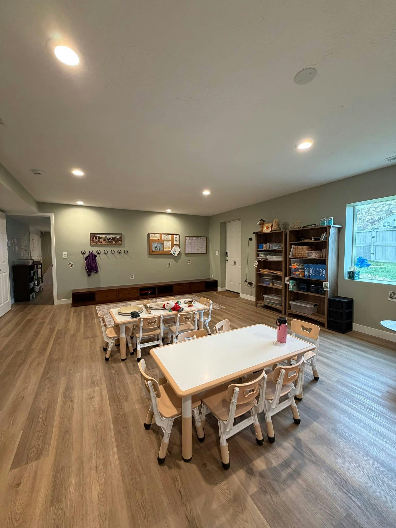 Classroom with small tables and chairs