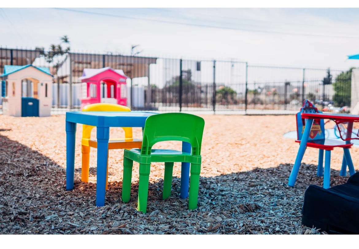 Children's play area with small table and chairs