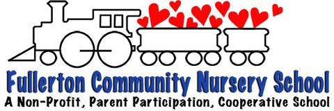 Fullerton Community Nursery School logo with train and hearts