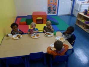 Children eating at a table